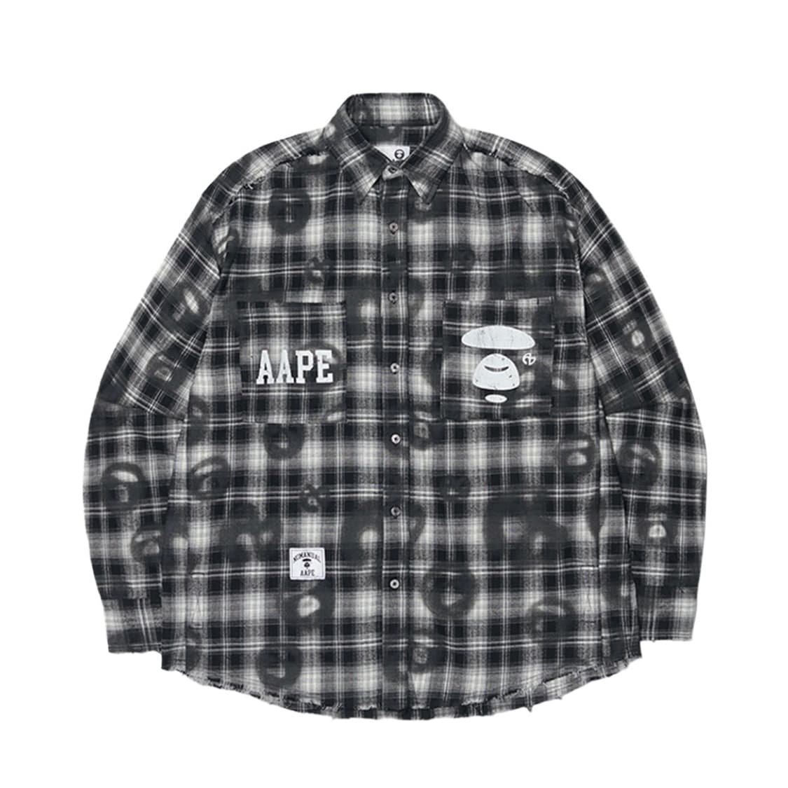 에이프 x 노매뉴얼 스프레이 심볼 체크 셔츠 블랙 XL 상품이미지1