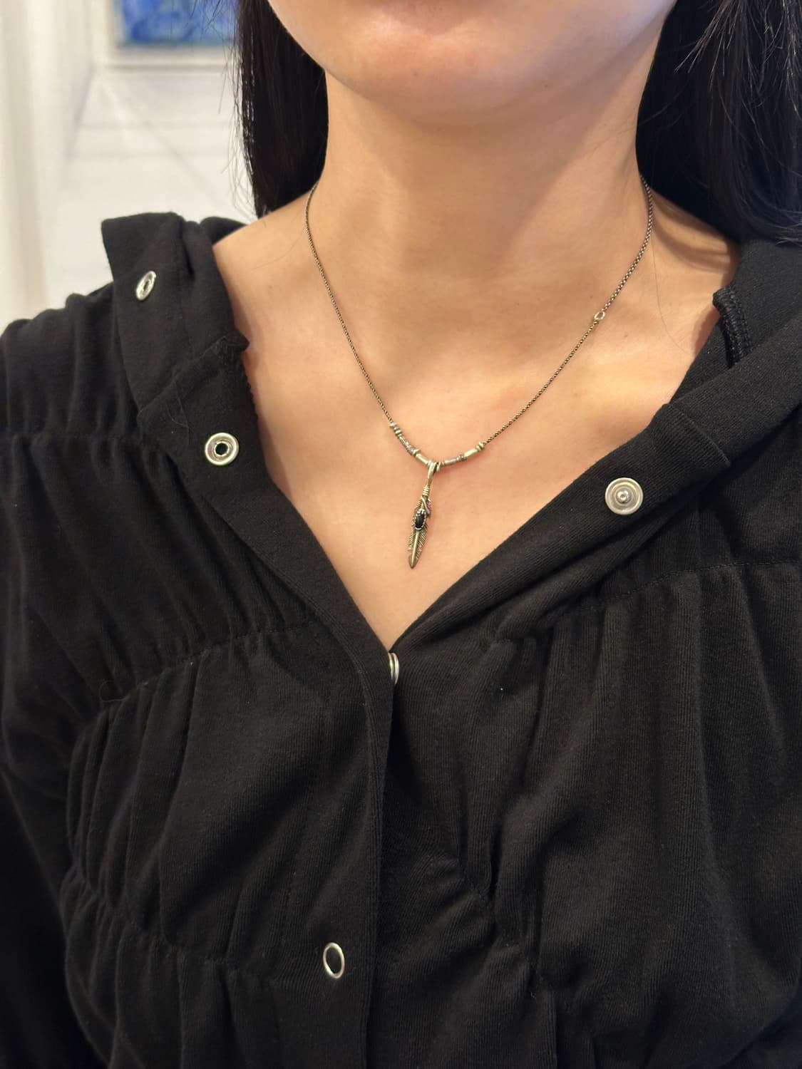 Onyx Feather 925Silver Necklace 상품이미지4