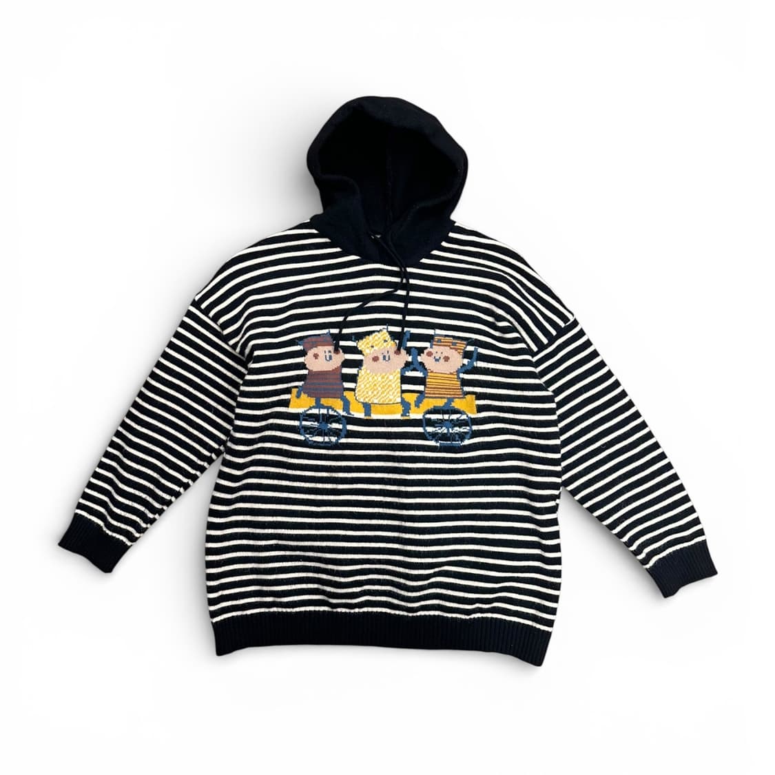 Striped embroidered knit hood 상품이미지2