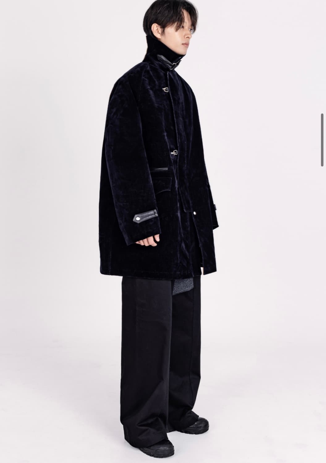 HACIENDA Leather-Trimmed Velour Coat 상품이미지2