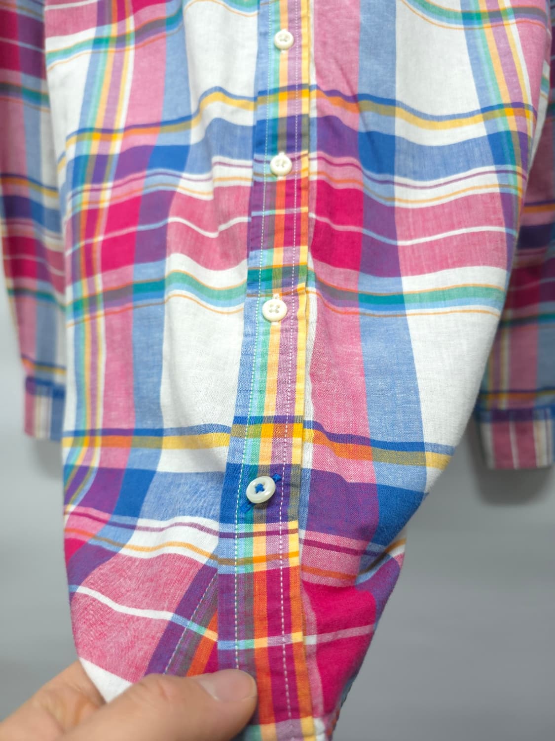 ​타미힐피거 코튼 린넨 체크 롤업 셔츠 (95~100) 상품이미지4