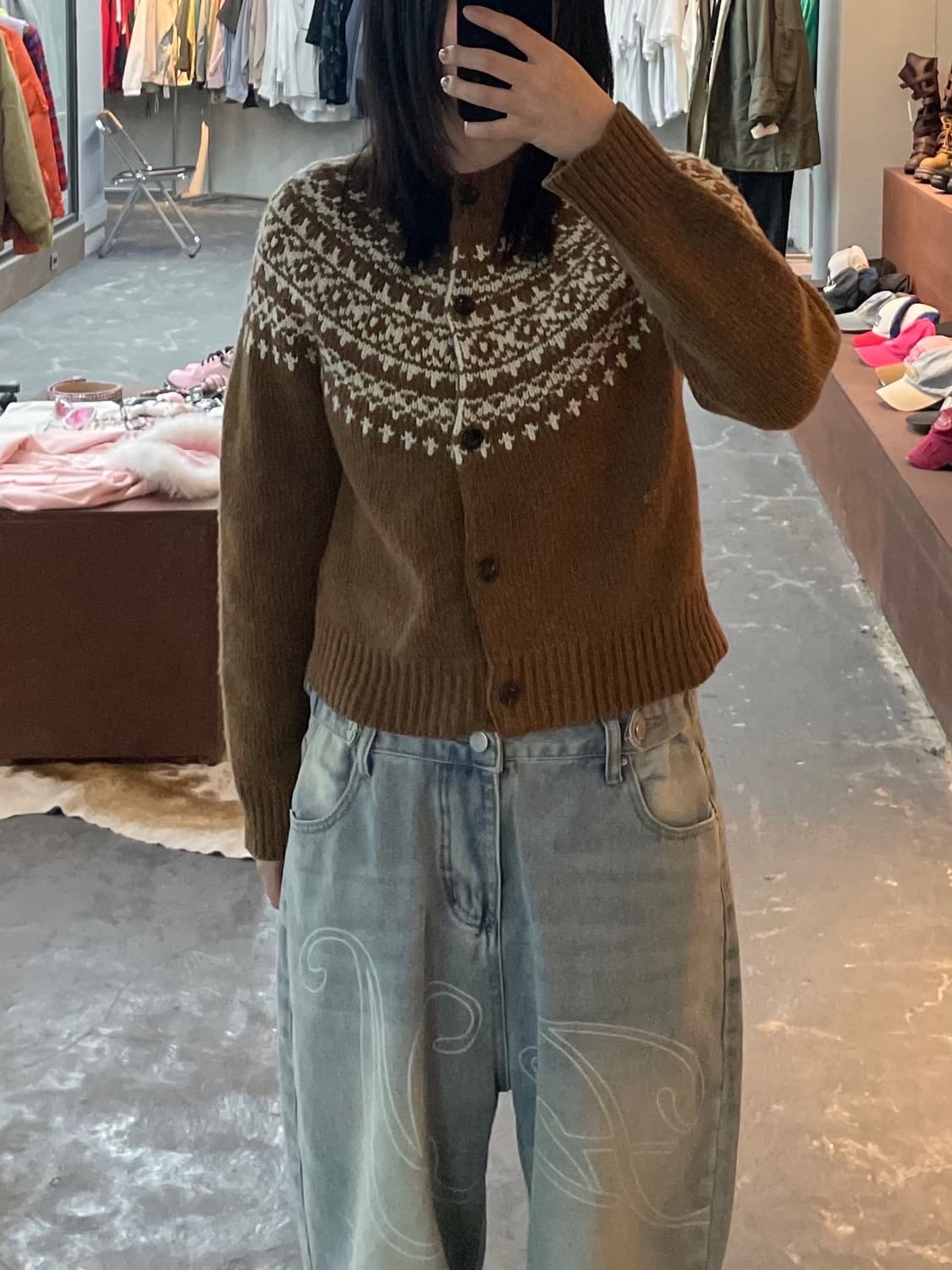 빈티지 페어아일 패턴 가디건 H1889 상품이미지1