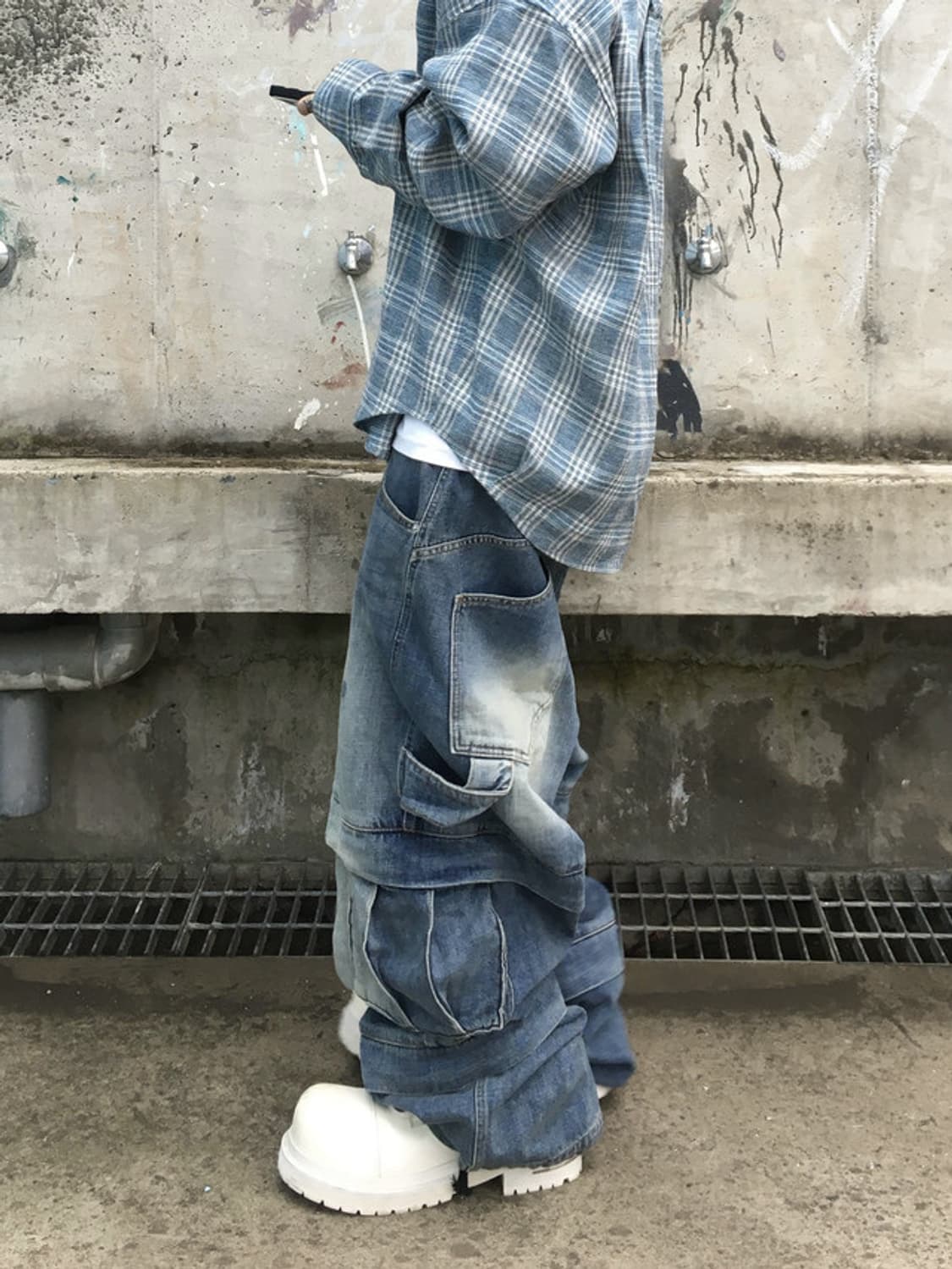 카미엔 타이탄 배기데님팬츠 블루 1사이즈 상품이미지3