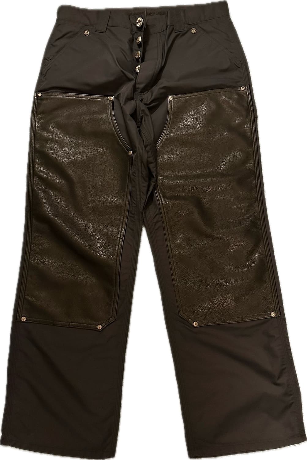 (새상품)크롬하츠 레더 패치 나일론 카펜터 팬츠 브라운 상품이미지1