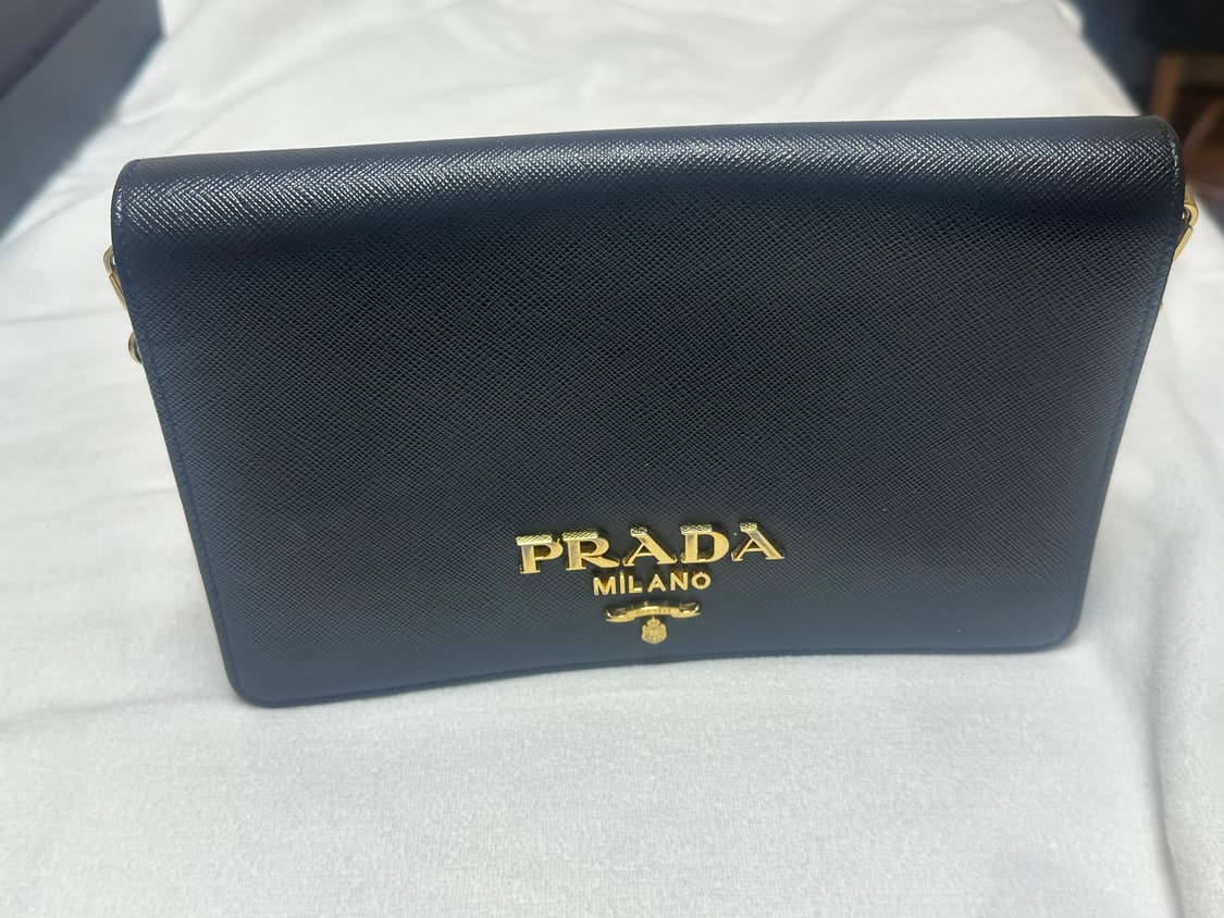 (풀박) 프라다 사피아노 체인 숄더백 블랙 상품이미지3