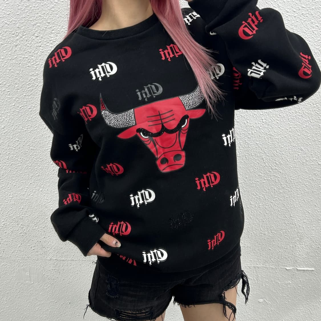 NBA 시카고불스 패턴 블랙 맨투맨 L 상품이미지1