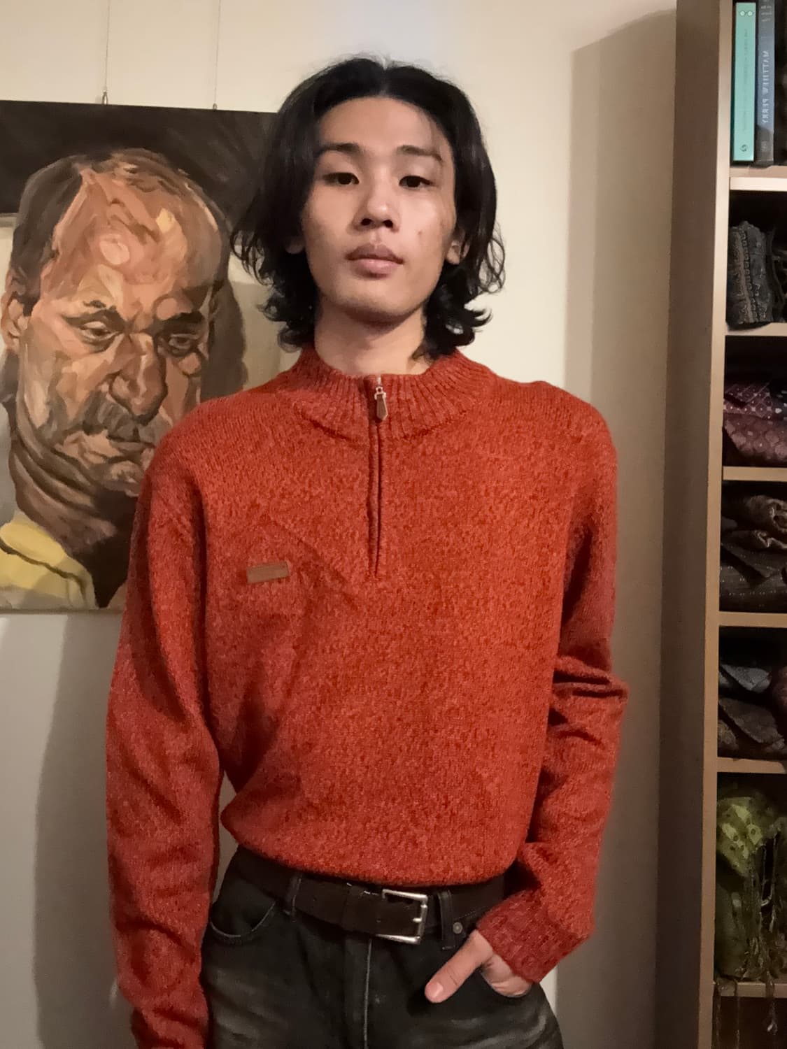 오렌지 집업 니트 상품이미지5