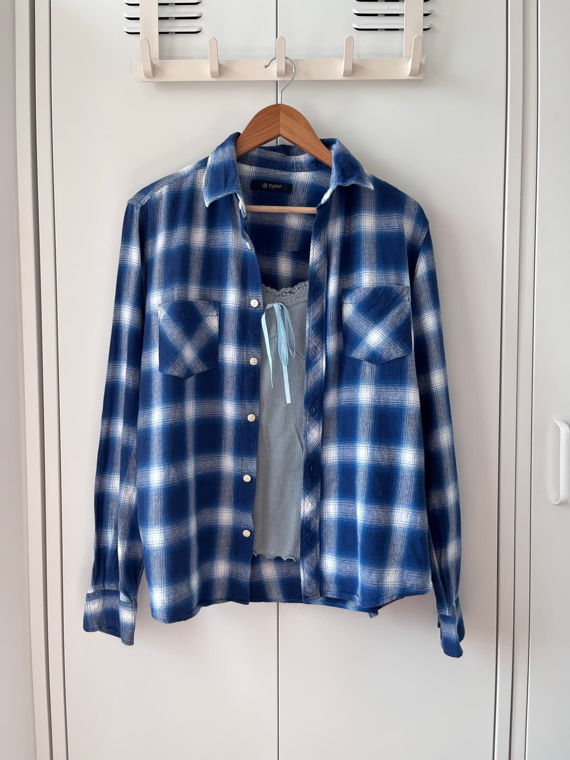 Nano base 블루 체크 셔츠 남방 상품이미지3