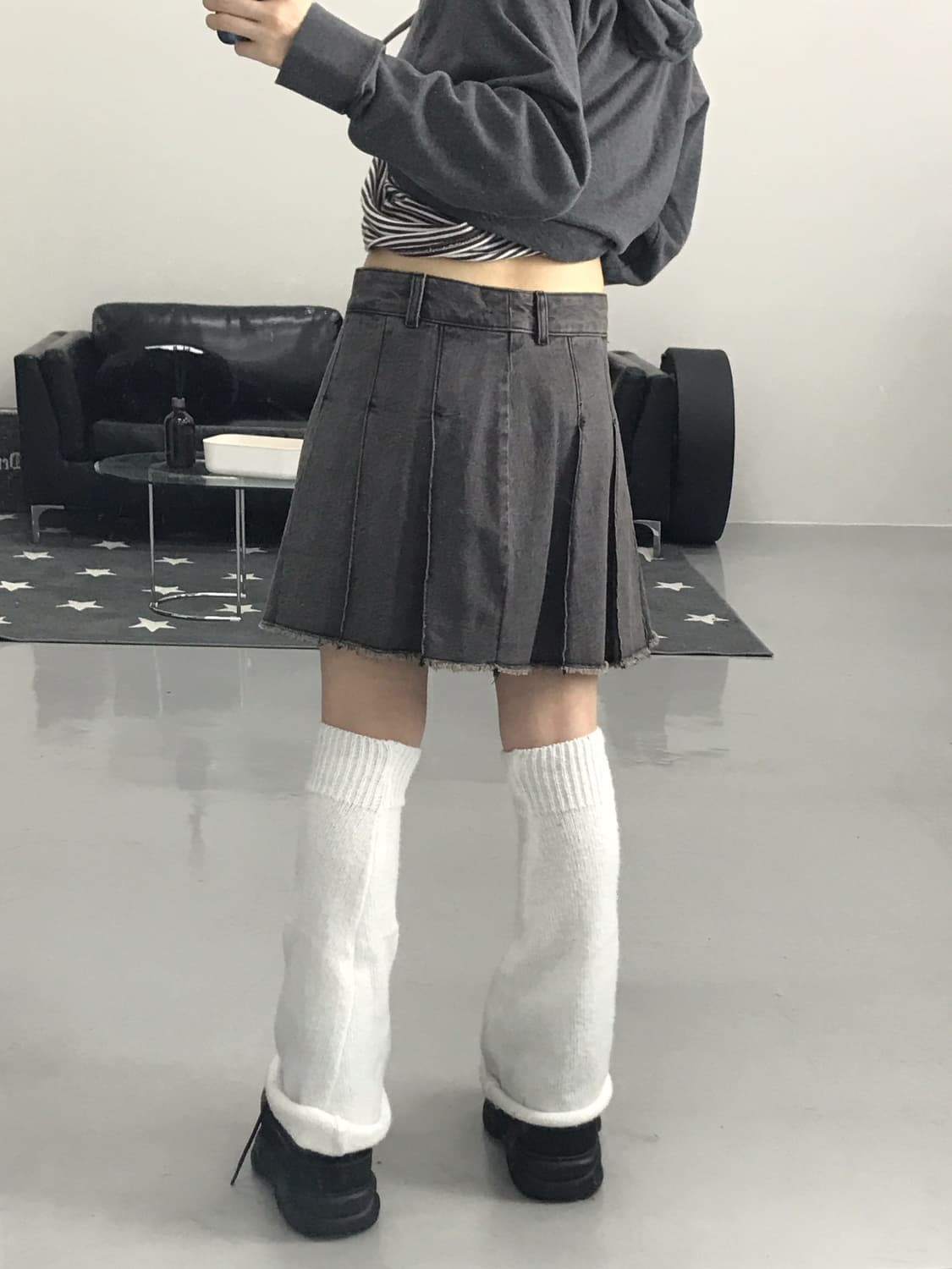 Gu Pleated Denim Mini Skirts 상품이미지3