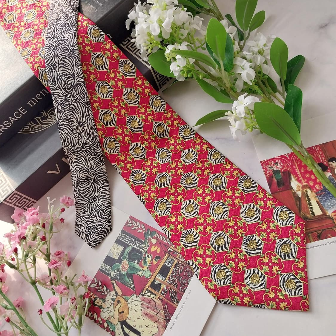 베르사체 실크 레드 메두사 패턴 넥타이 10.1cm A+등급 K1826
 상품이미지3