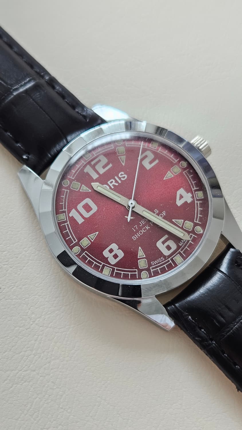 빈티지 오리스 와인판 가죽 수동시계 상품이미지3