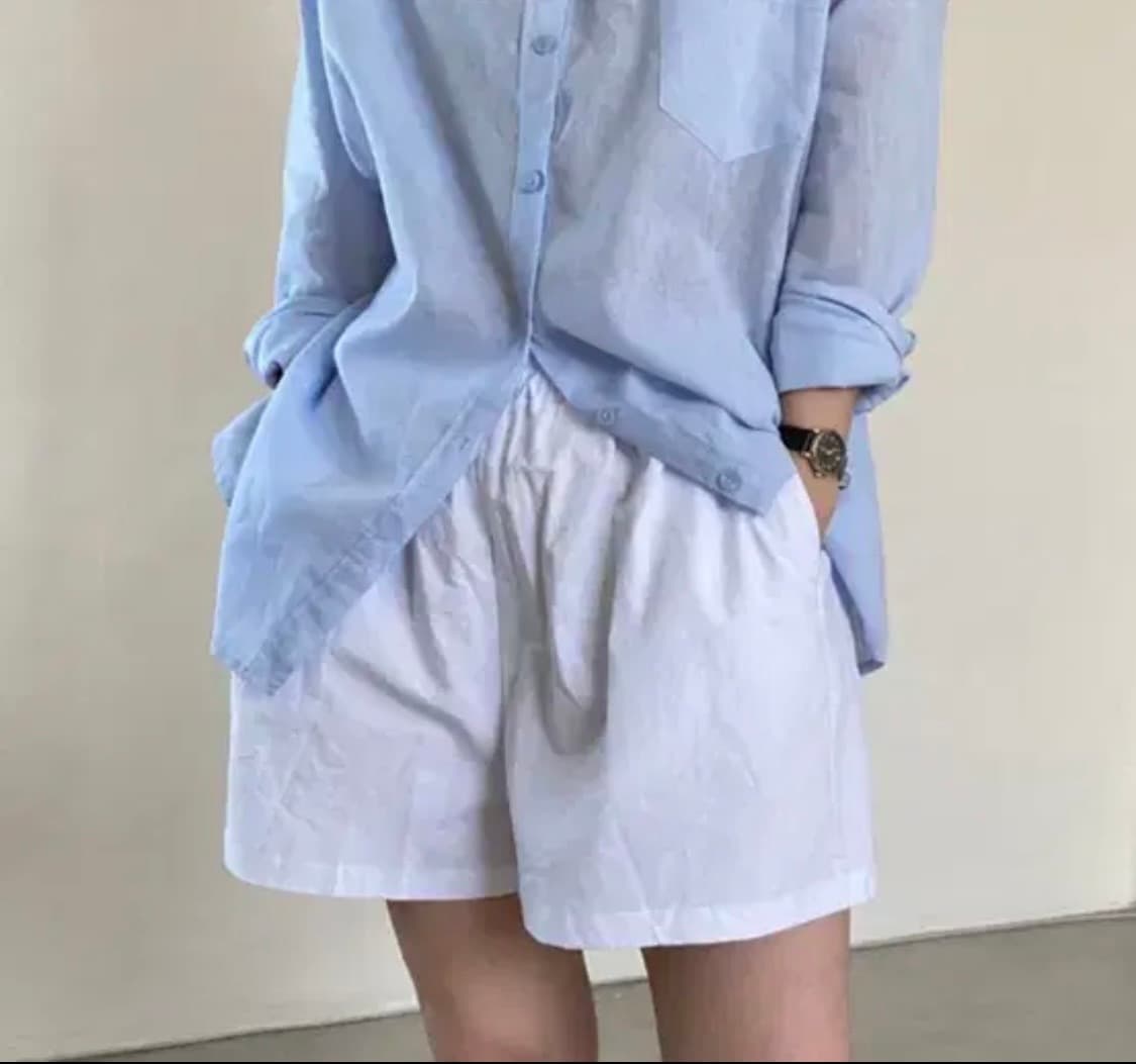 (새상품)린넨밴딩숏팬츠 화이트 상품이미지1