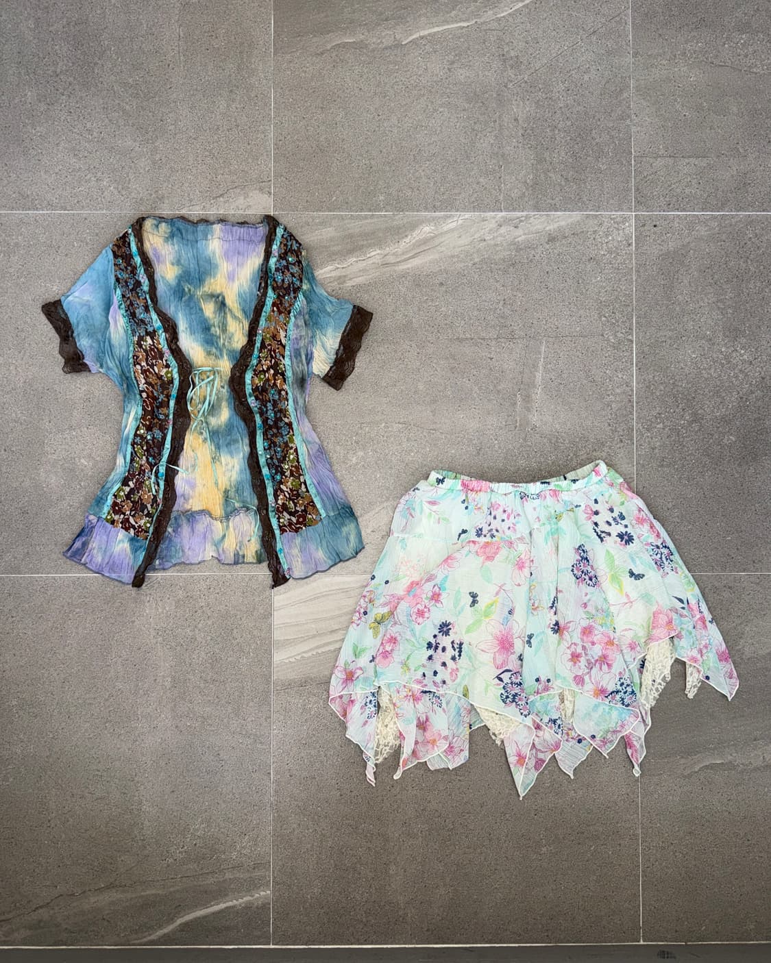 Blue lemon tie dye fairy floral blouse 상품이미지1