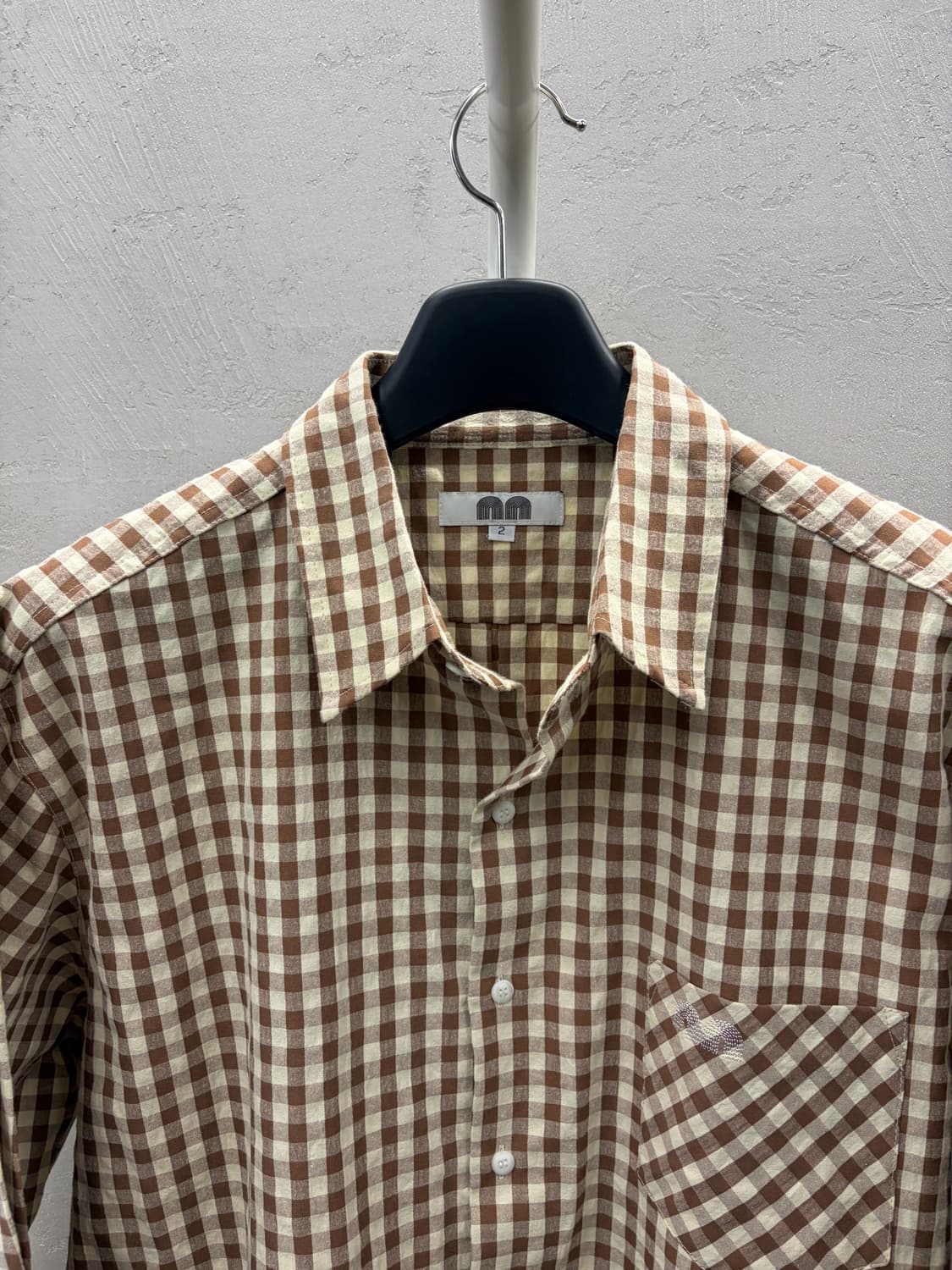 낫뉴 nn 브라운 체크 긴팔 셔츠 95 상품이미지3