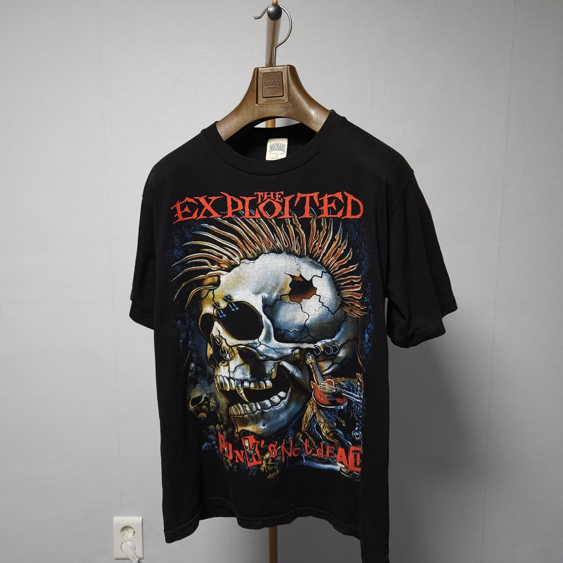 M ) 미카엘 The Exploited 펑크 록 해골 프린팅 반팔티 상품이미지1