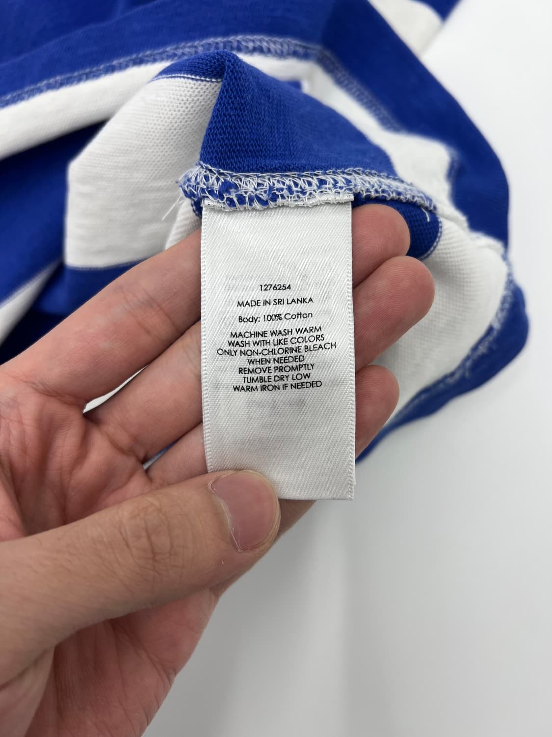 00s 폴로 랄프로렌 블루 스트라이프 로고 와펜 프레피 럭비티 상품이미지4