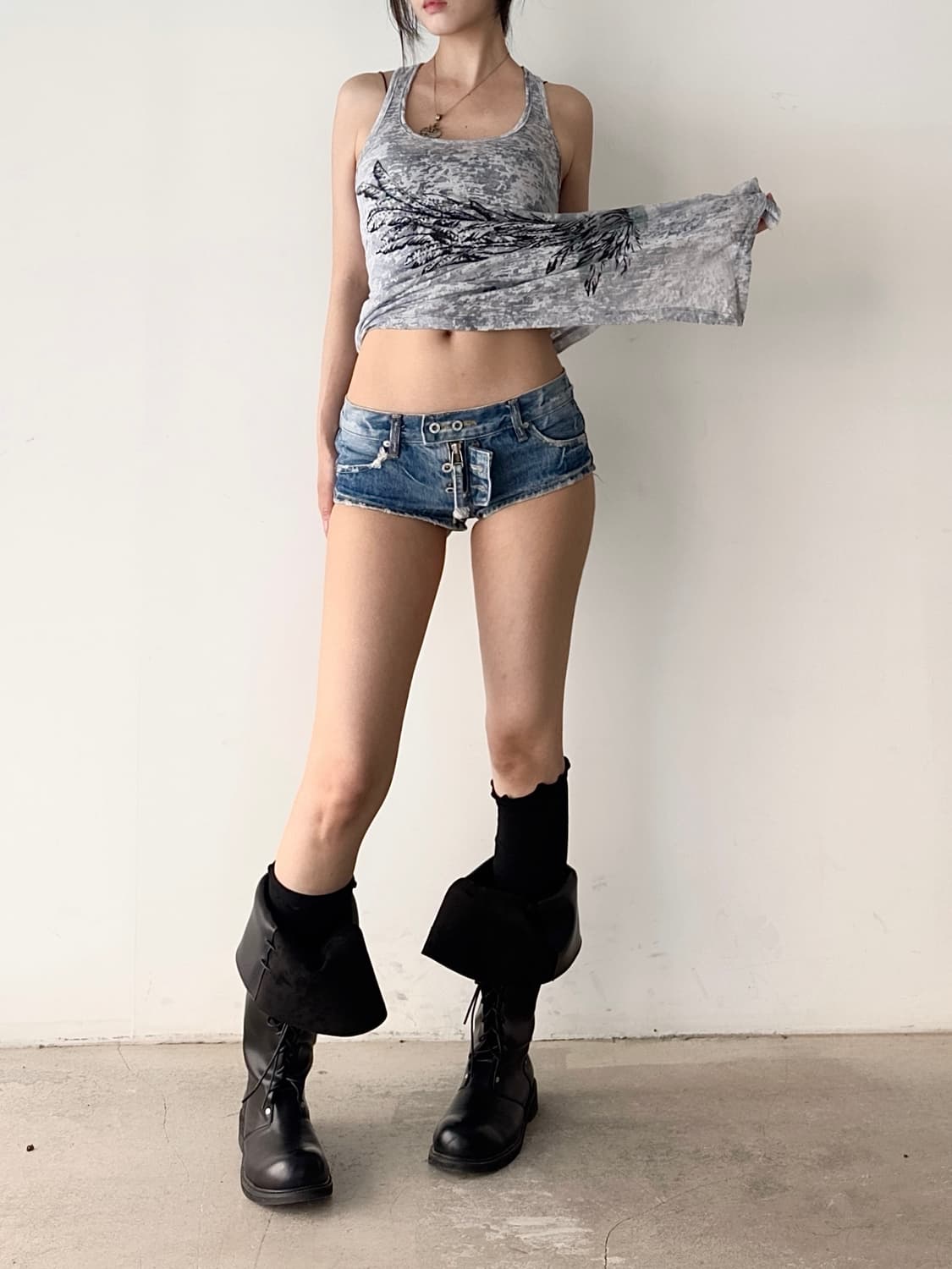 Two-way buckle short denim pants 상품이미지7