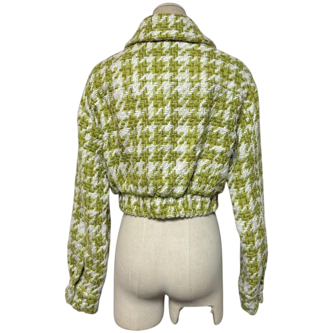 3663 그린 하운드체크 누빔 크롭 트위드 봄버자켓 상품이미지3