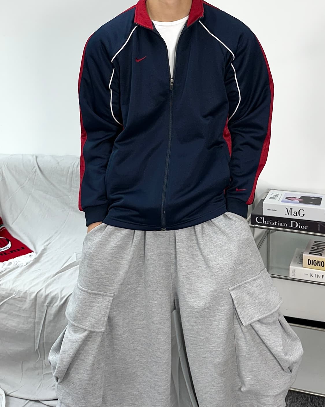 나이키 00s 네이비 레드 사이드라인 져지 L 상품이미지1