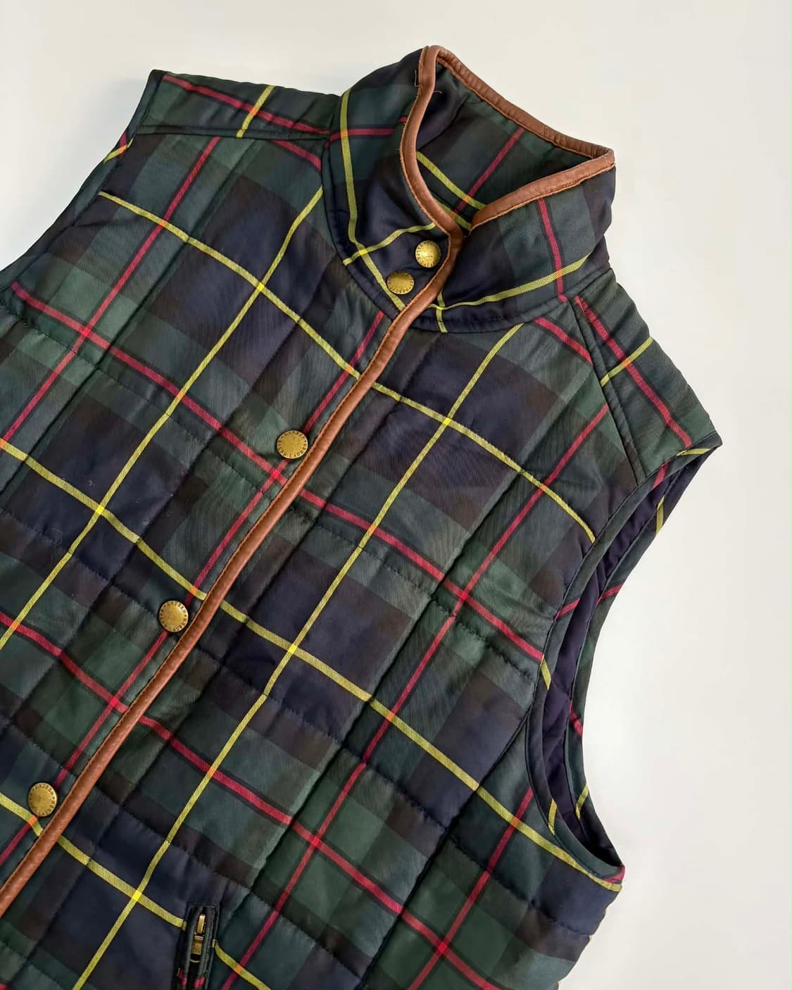 [XL] 랄프로렌 양가죽 타탄체크 퀄팅 베스트 상품이미지6