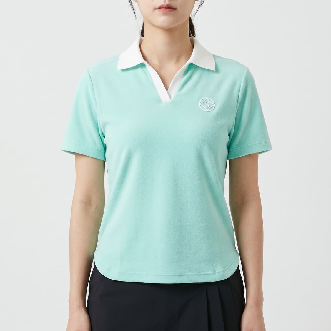 [S/85] 사우스케이프 여성 오픈 카라 배색 티셔츠 민트 상품이미지1