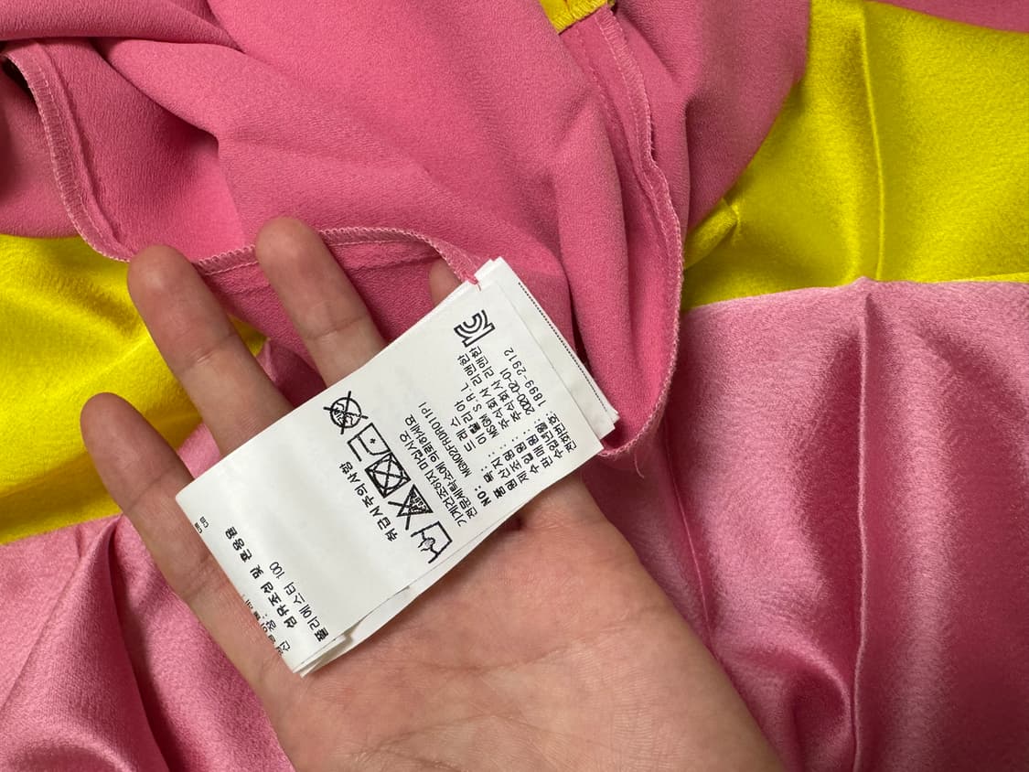 MSGM 핑크 옐로우 배색 원피스 38 상품이미지6