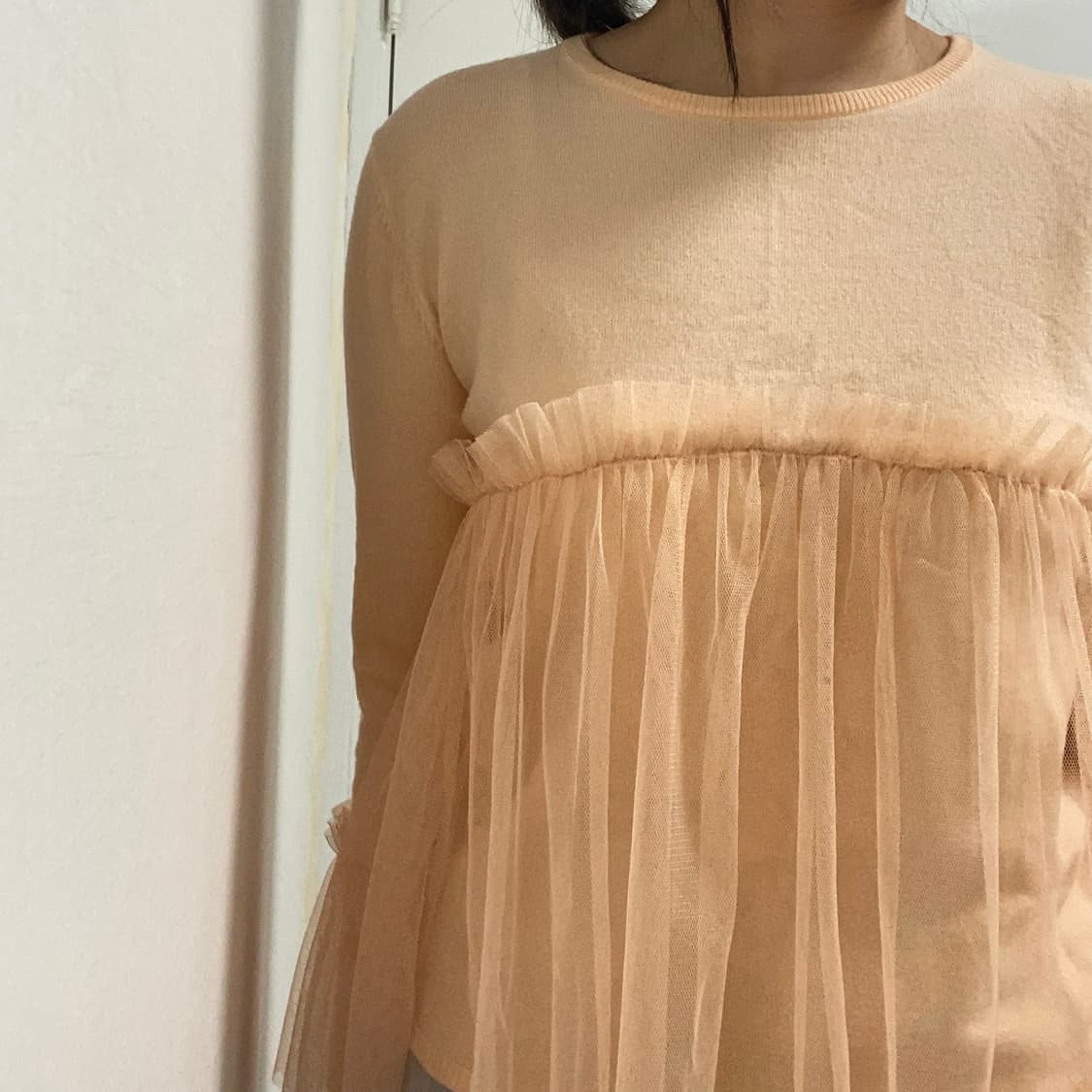 피치 쉬폰 샤 니트 상품이미지3