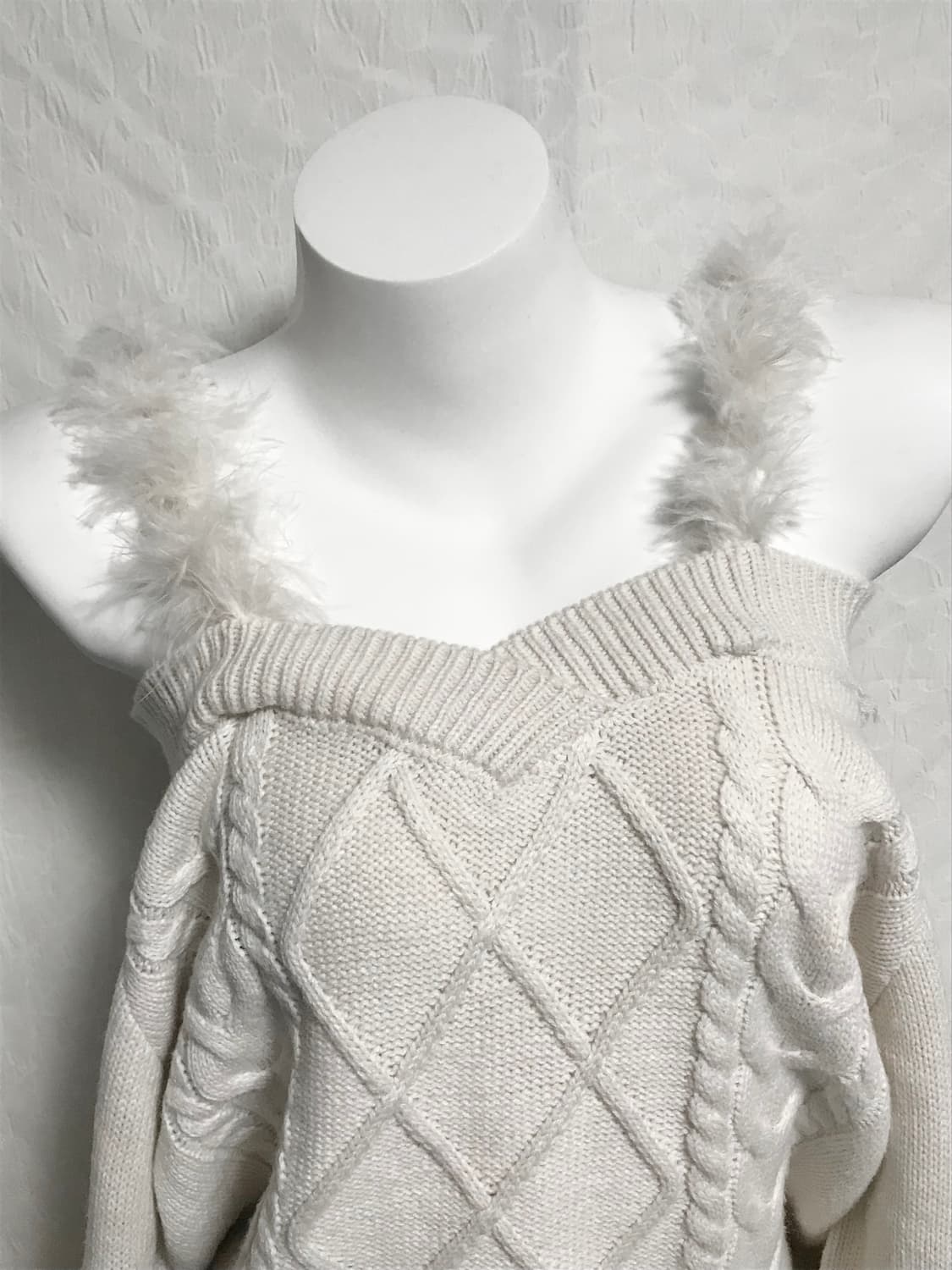 빈티지 히메갸루 퍼 오프숄더 니트 탑 상품이미지4