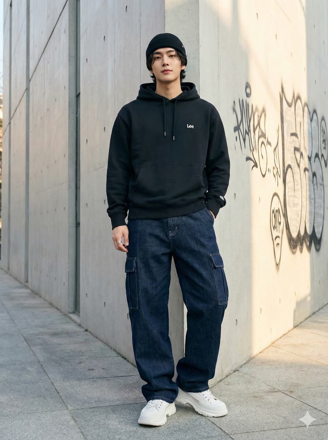 lee 스몰로고 블랙 후드티셔츠_M 상품이미지1