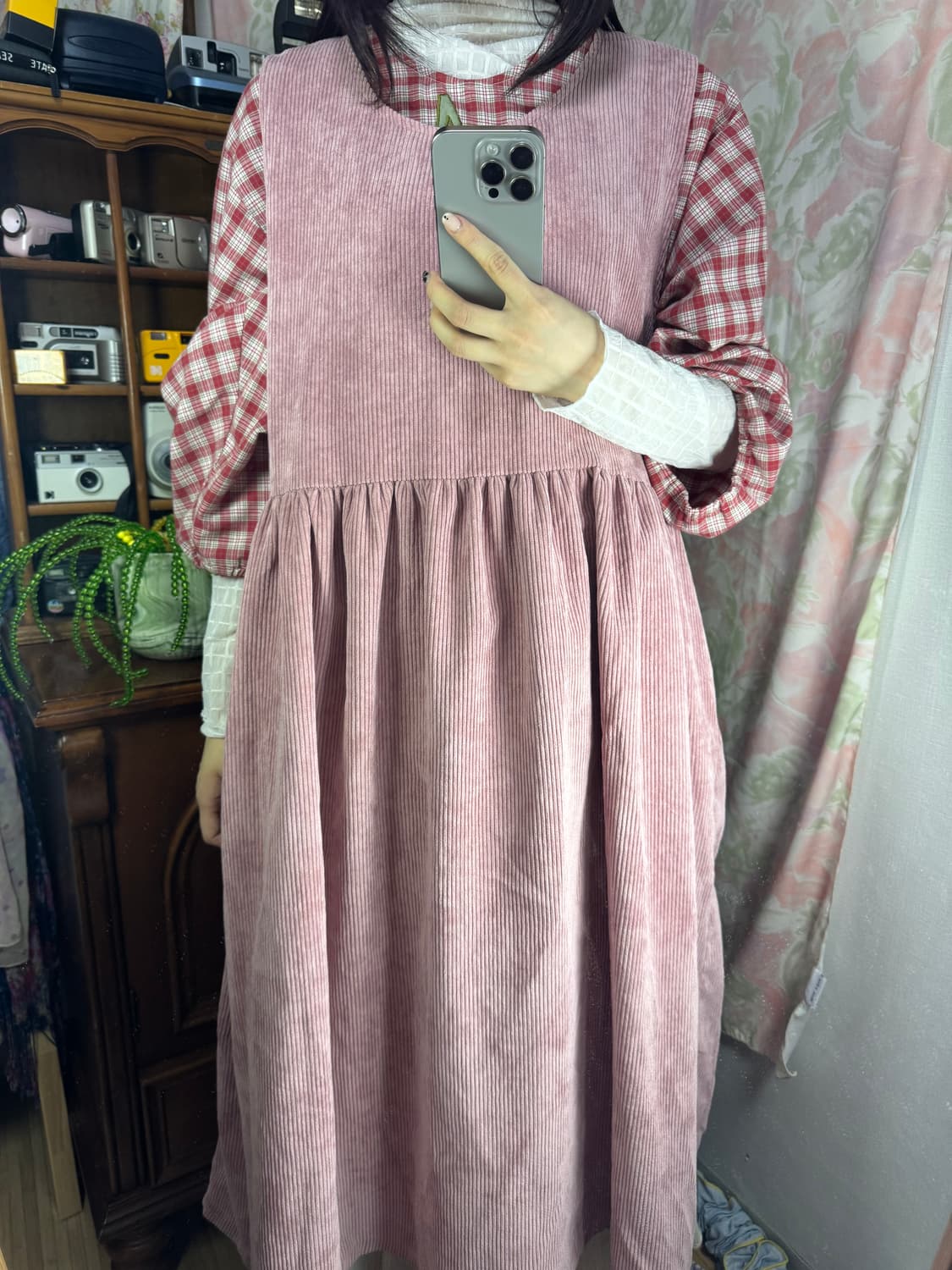 연핑크 롱 원피스  상품이미지4