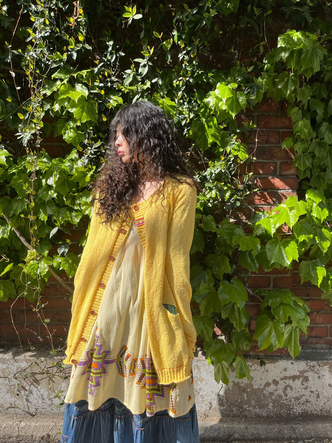 Titicaca 노랑 그물 니트 가디건 상품이미지1