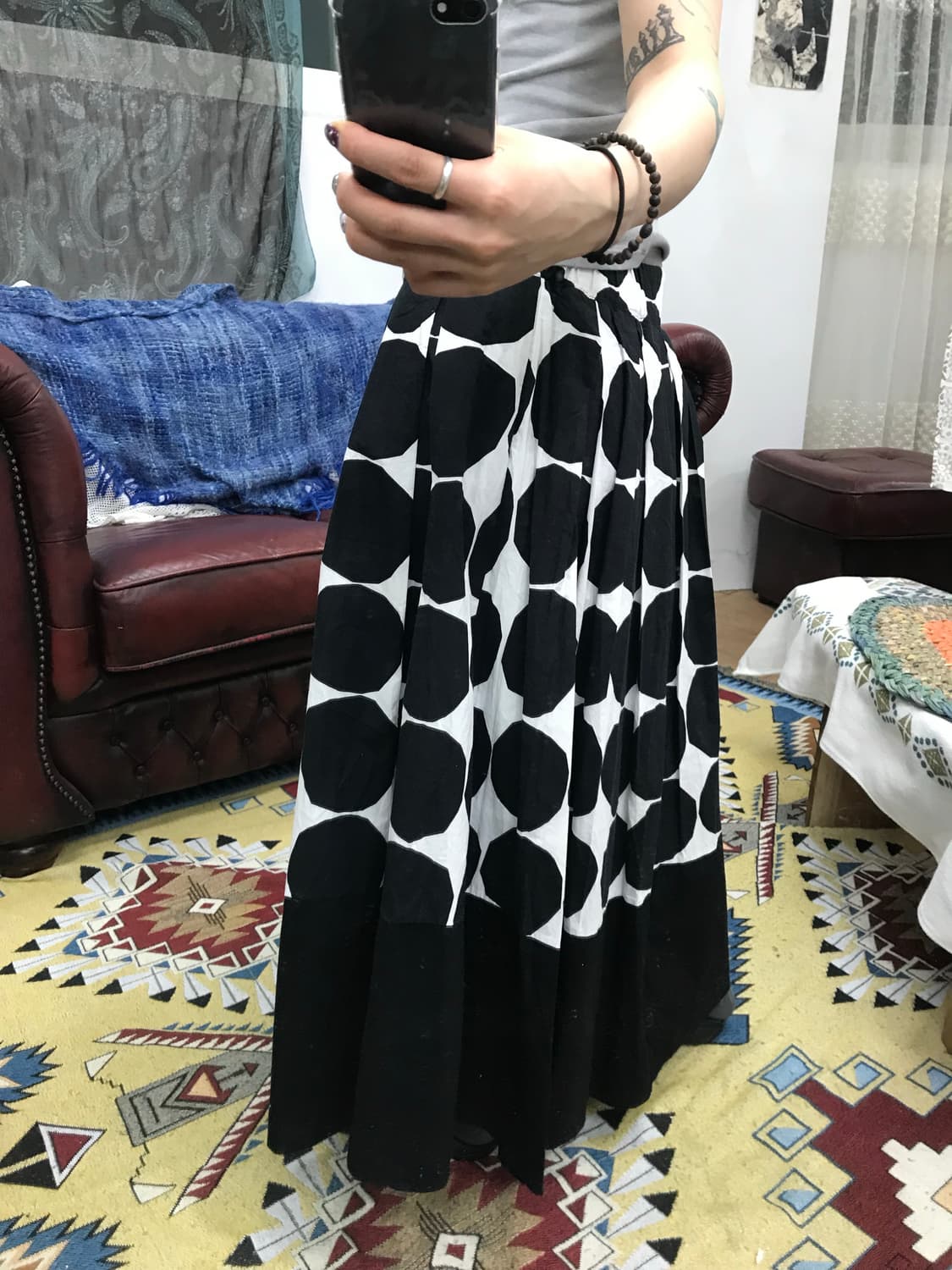 빈티지 여성 뒷밴딩 도트 스커트 (Z1049) 상품이미지2