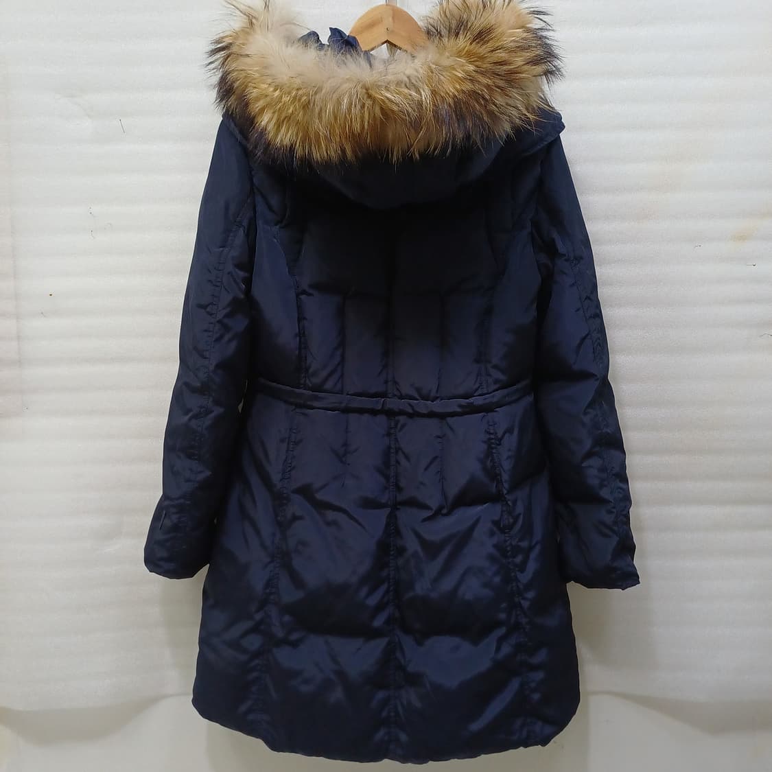 세틴 겨울 라쿤퍼 후드 다운 롱 패딩 코트 자켓 여성 S 사랑봉봉 상품이미지2