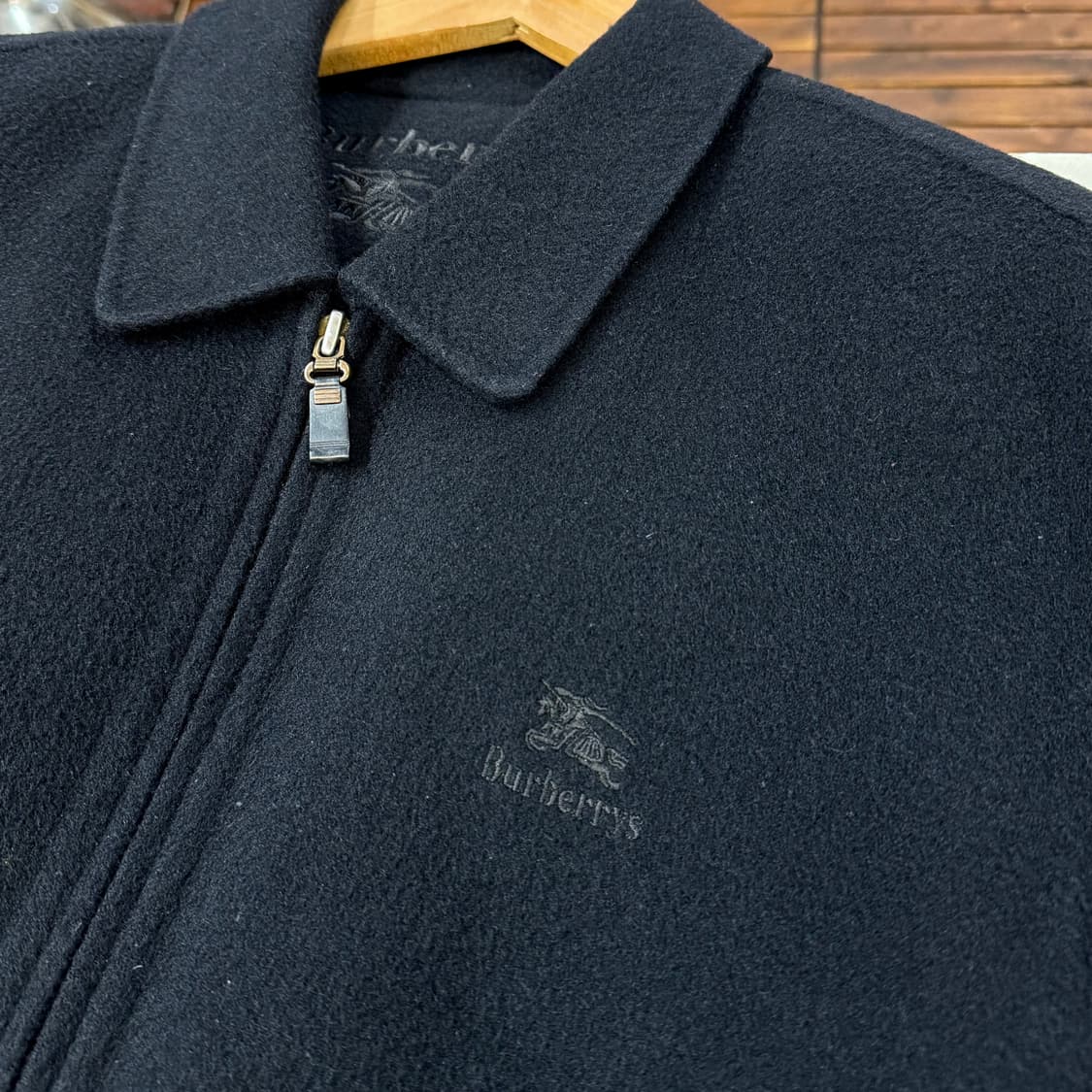 90s 버버리 핸드메이드 캐시미어 블루종 자켓 made in ENGLAN 상품이미지3