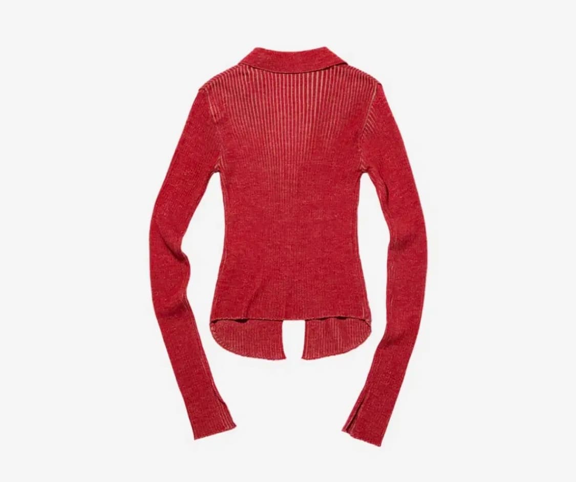 미스치프 니티드 투톤 셔츠 레드 베이지 s 상품이미지2