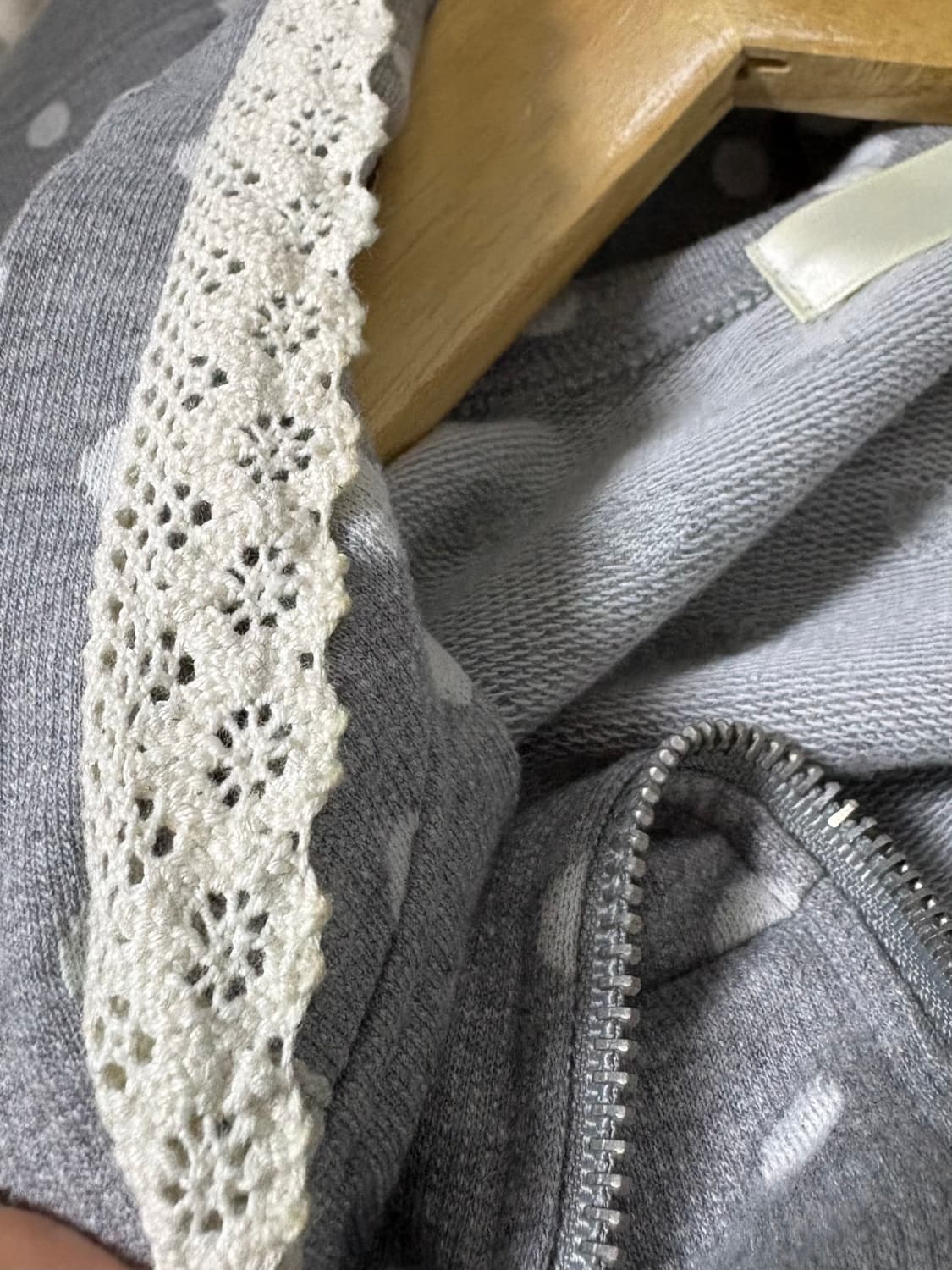 그레이 도트 반소매 후드집업 상품이미지6