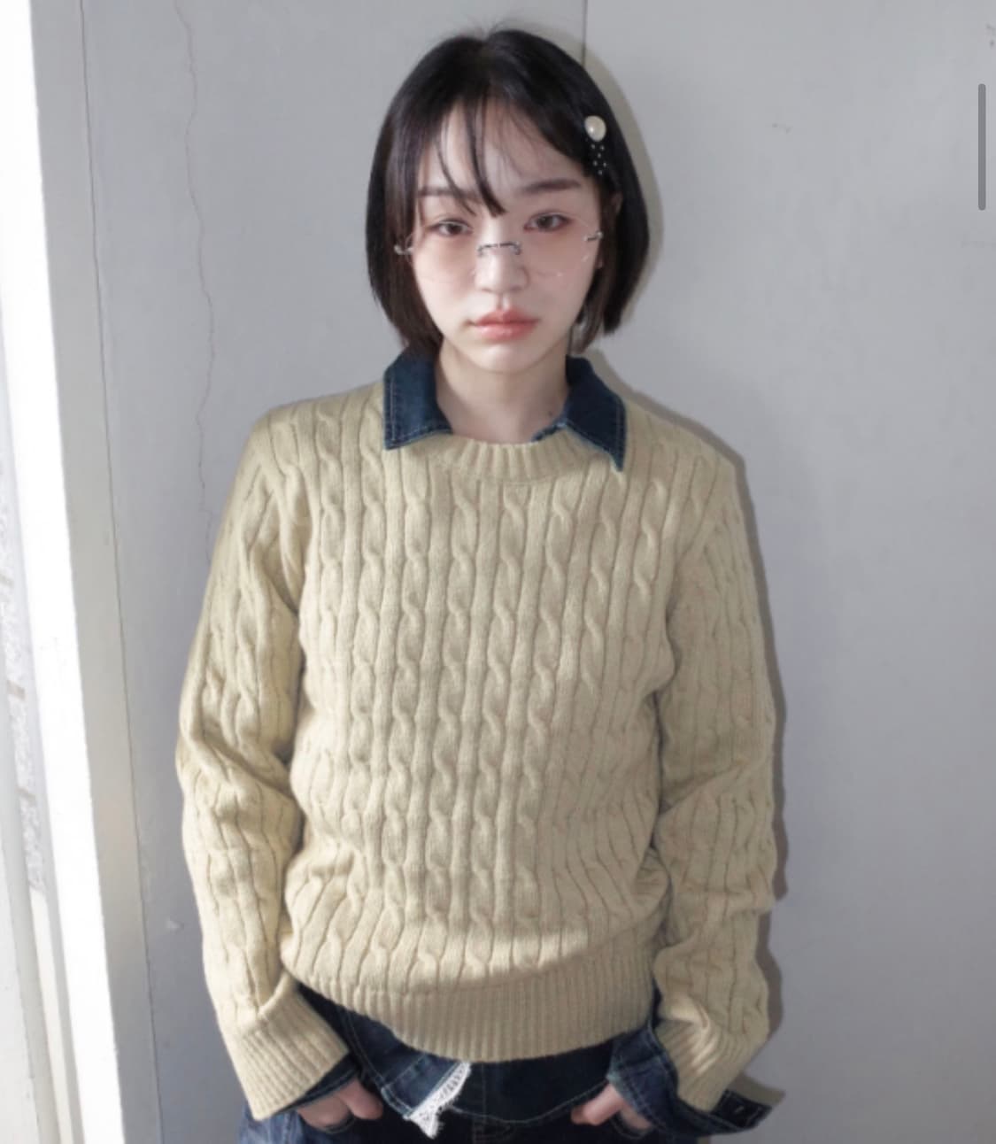 김아홉 니트 머스타드 컬러 상품이미지1