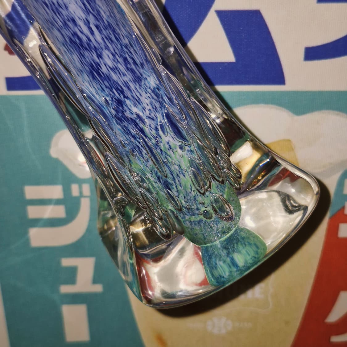 90s 오타루 스튜디오 핸드블로운 아쿠아 꽃병 상품이미지8