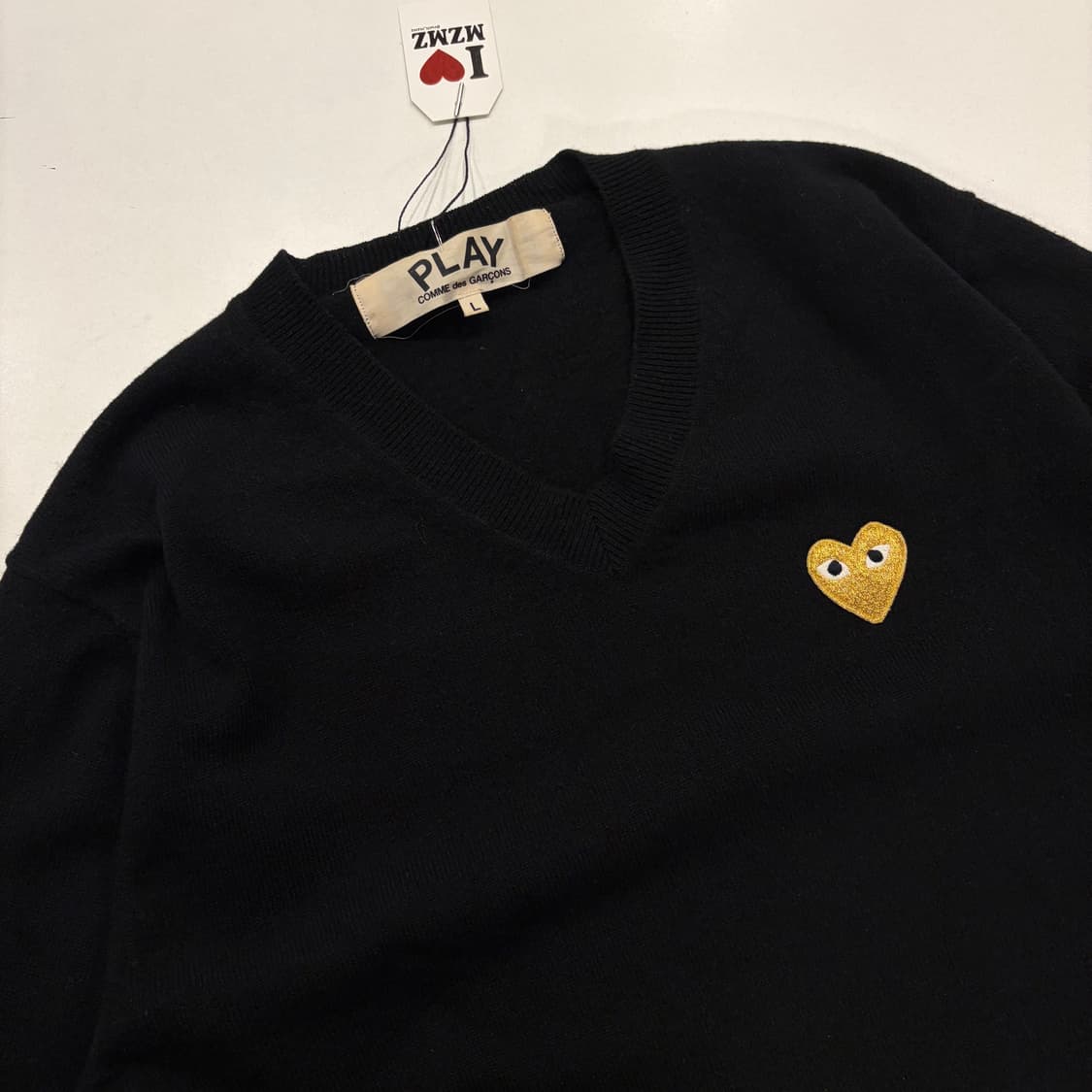 [L] 꼼데가르송 플레이 블랙 골드 하트 와펜 가디건 B629 상품이미지3