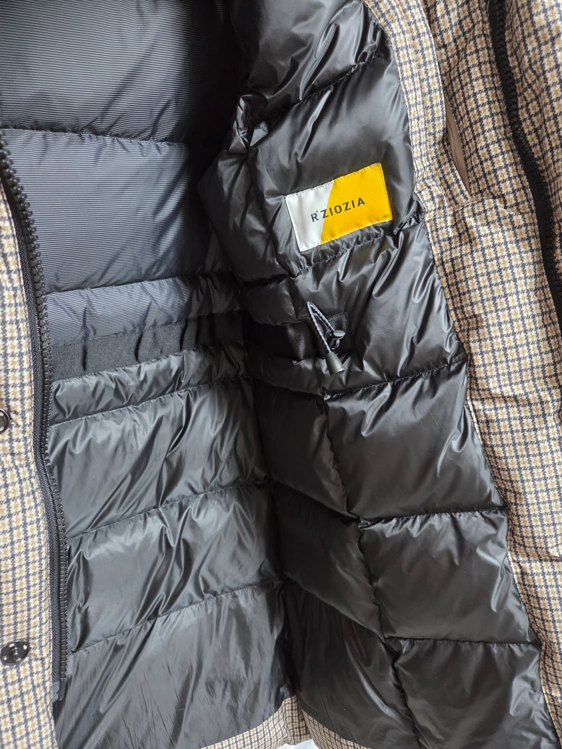 지오지아 체크 구스다운 롱패딩 상품이미지4