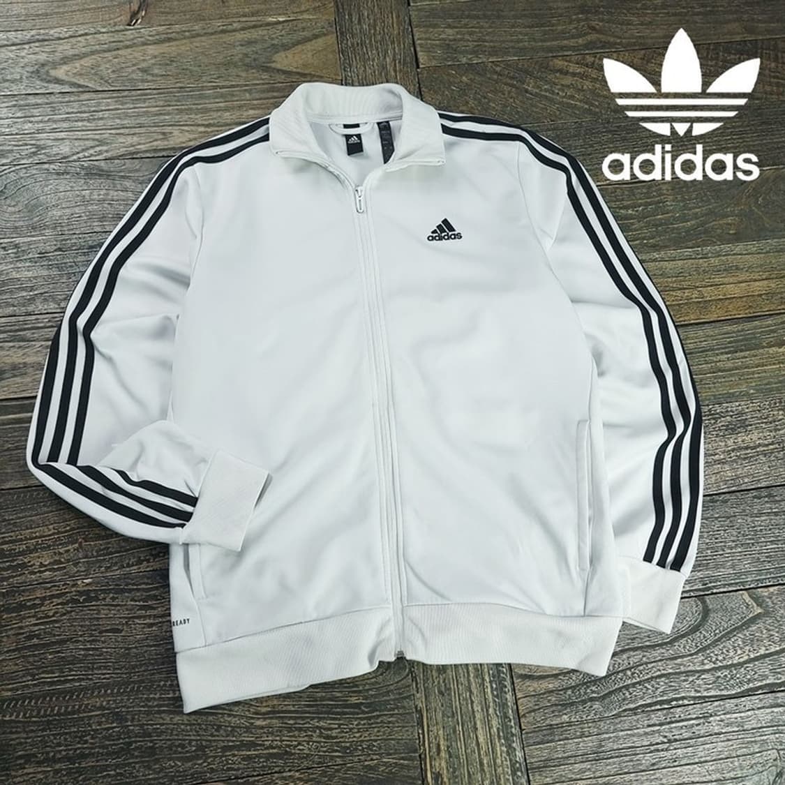 [아디다스] 로고 자수 화이트 져지 트랙탑 집업 자켓 M19538 상품이미지1