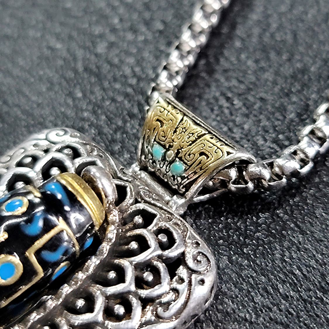 Vajel 백동 펜던트 엔틱 실린더 기도륜 불교 남자 목걸이 상품이미지4