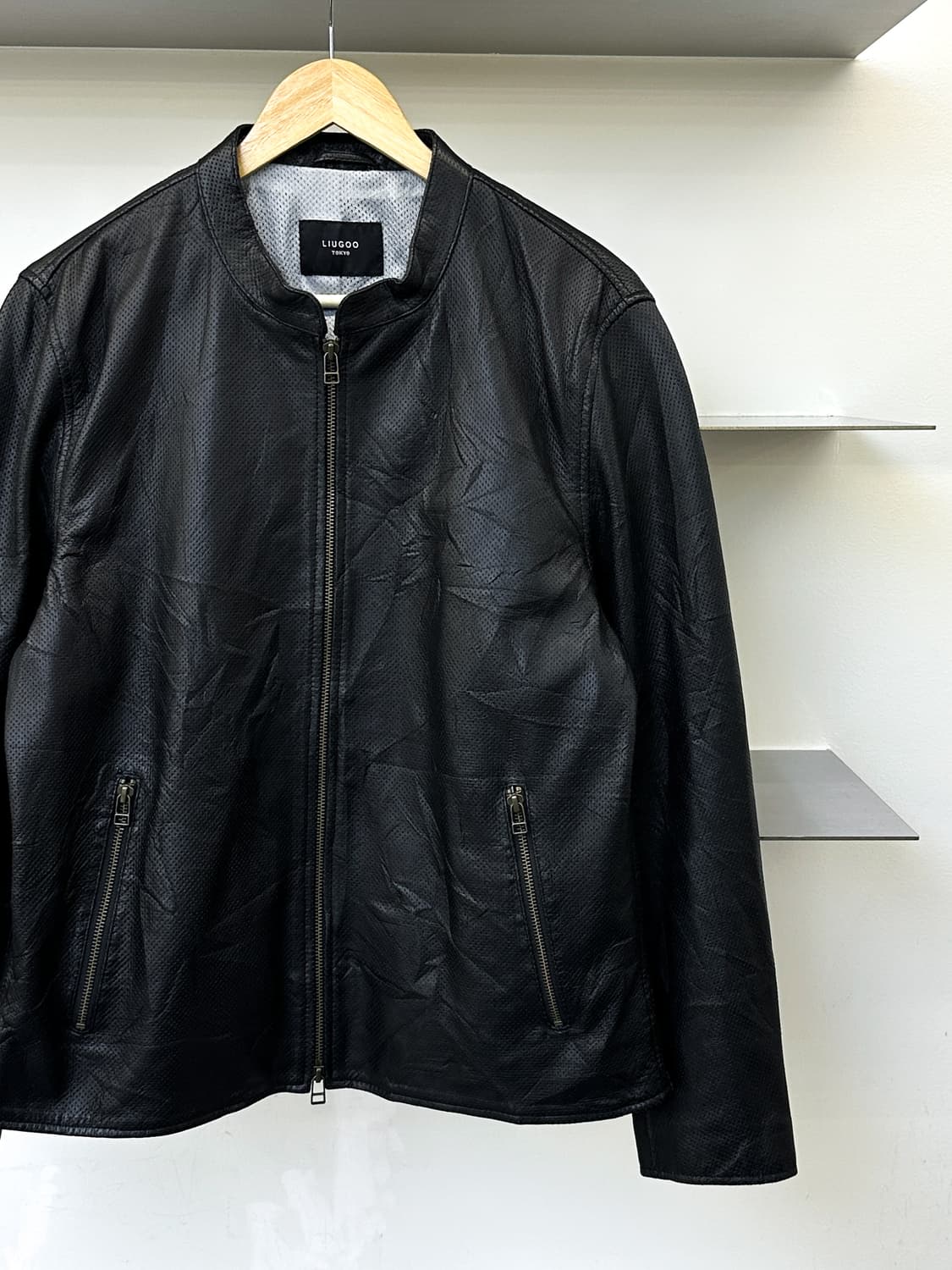 Liugoo Tokyo 메쉬드 펀칭 레더 자켓 상품이미지2