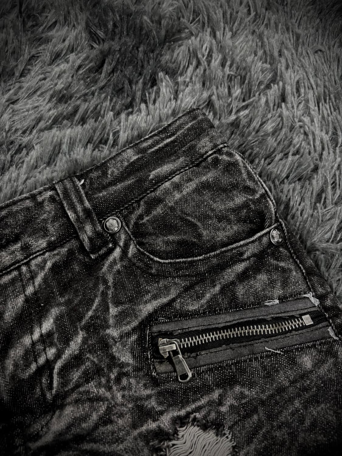 Sky Bomber 흑청 데미지 워싱 숏팬츠 상품이미지4