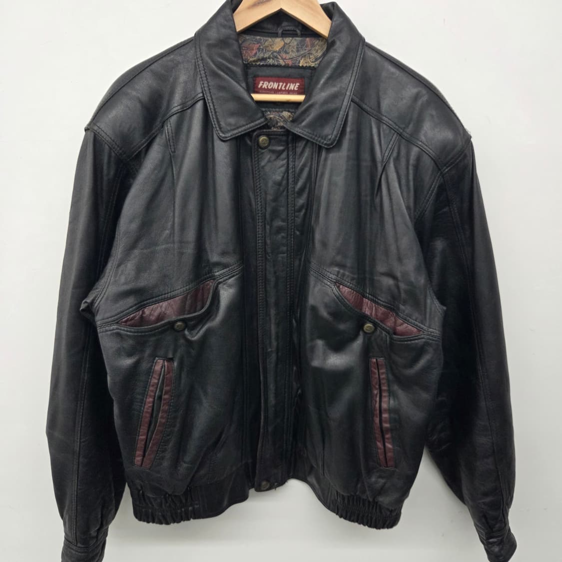 FRONTLINE 양가죽 자켓 블랙 봄버 남성 XL 상품이미지2