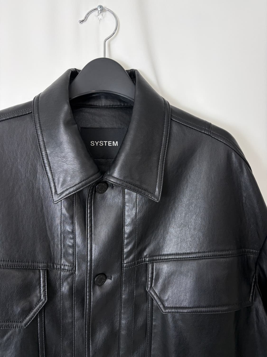 a78) 시스템 SYSTEM 블랙 레더자켓 상품이미지2