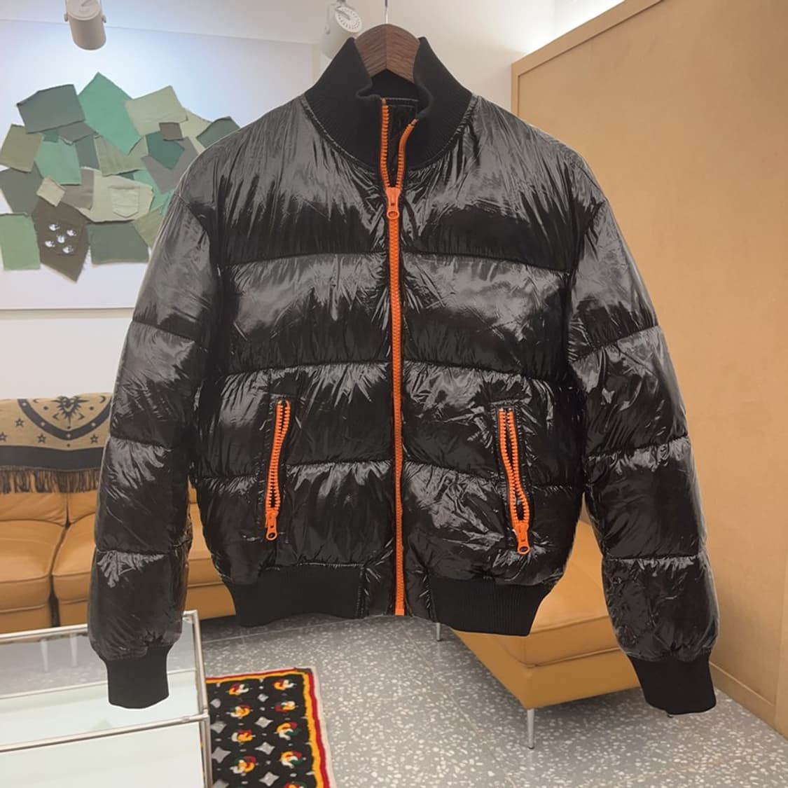 갭 Y2K 유니크 유광 오렌지블랙 패딩 S C07013 상품이미지3
