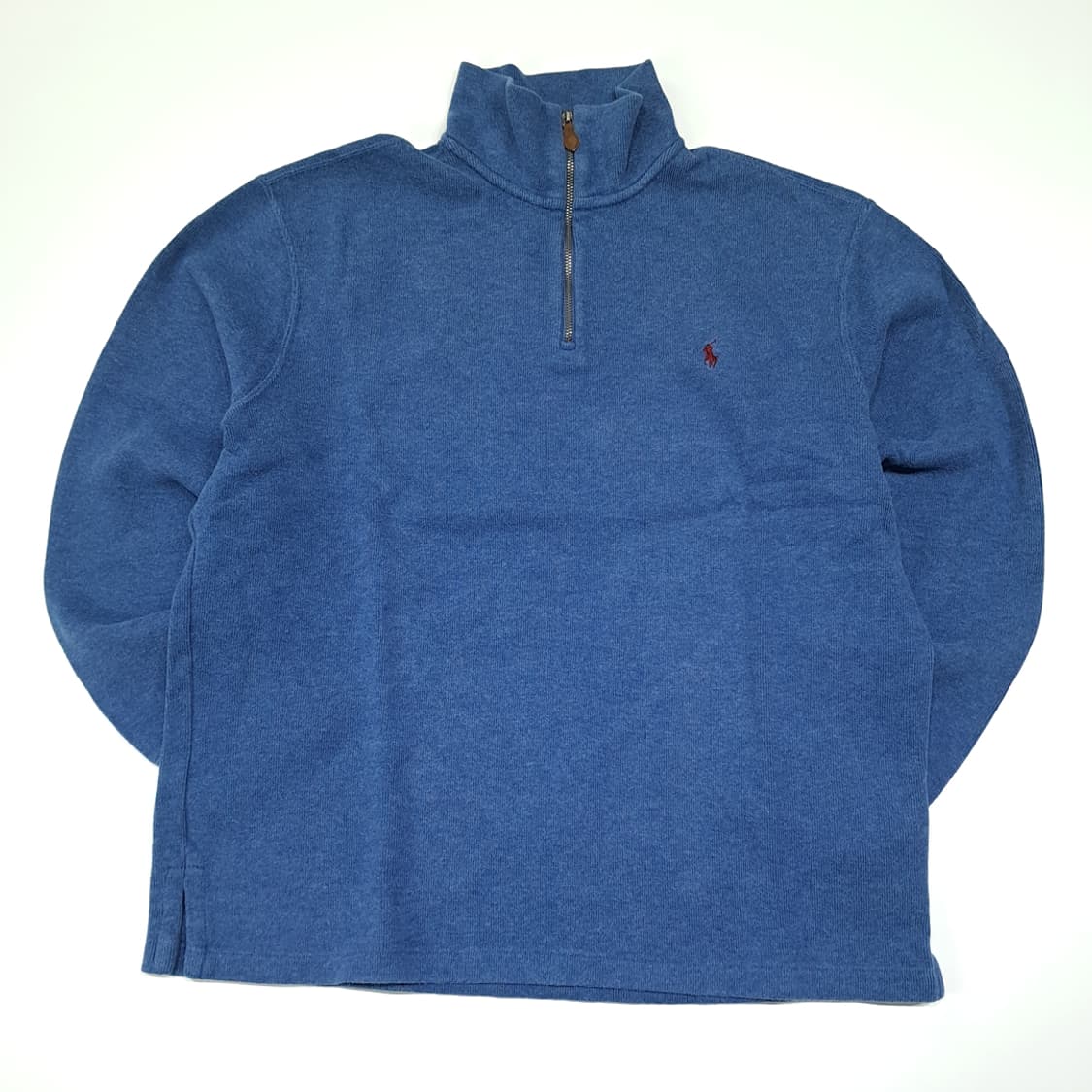 CL348 L 폴로 00s 코튼 가죽풀러 레드포니 블루 하프집업 니트 상품이미지1