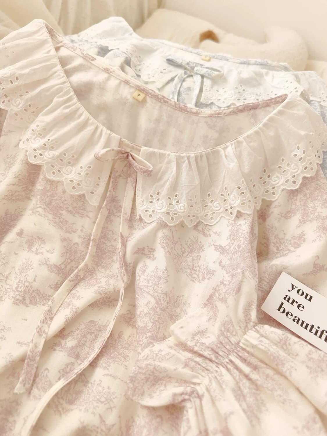 누아젤 프렌치 명화 패턴 파다마 원피스-핑크 라벤더 상품이미지1