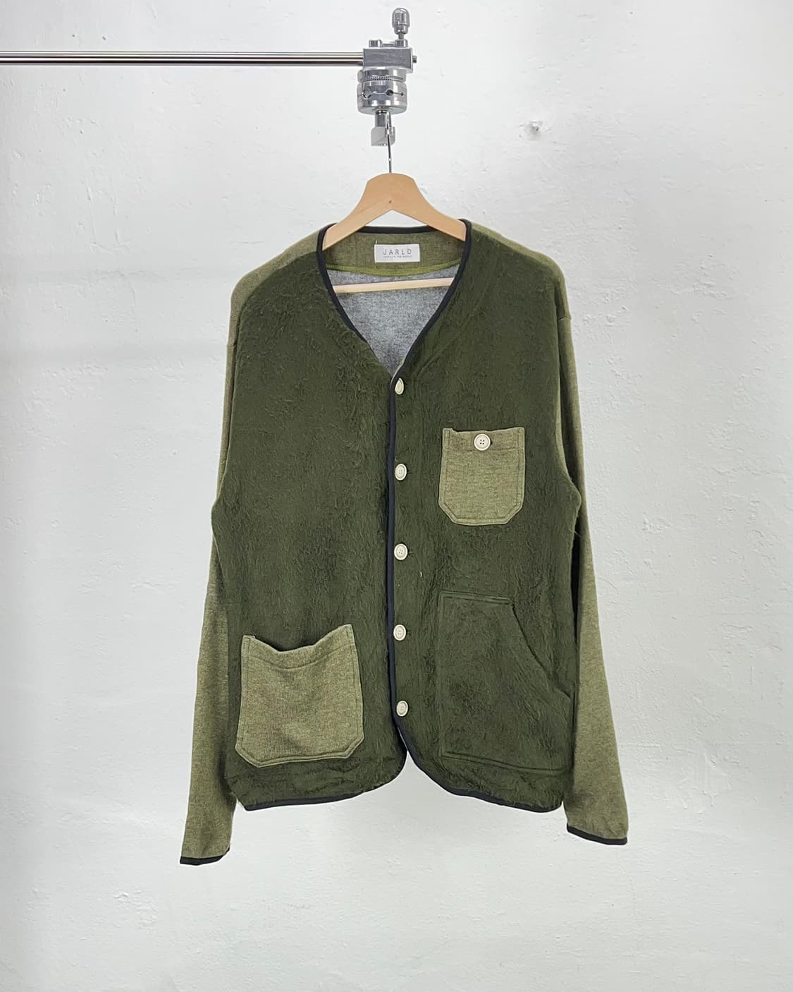 자알드 아마존 그린 라운드 버튼 업 패치 포켓 플리스 가디건 자켓 상품이미지1